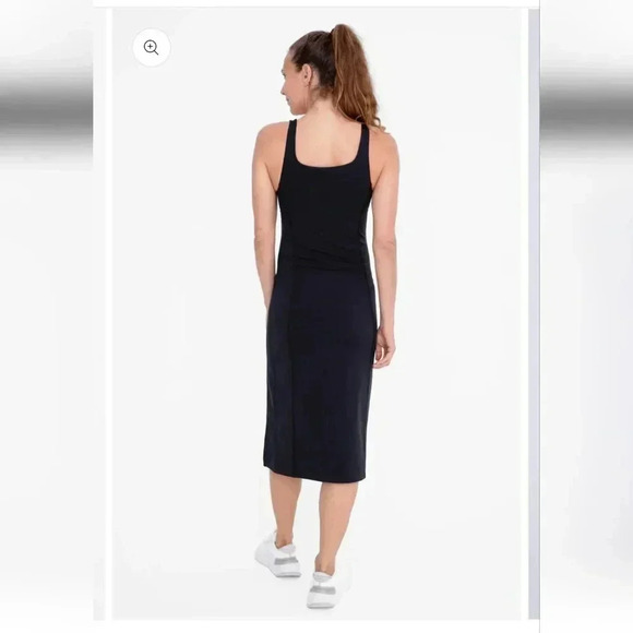 NWT Mono B Black Venice Square Neck Body Con Midi Athleisure Dress Large - Picture 2 of 15